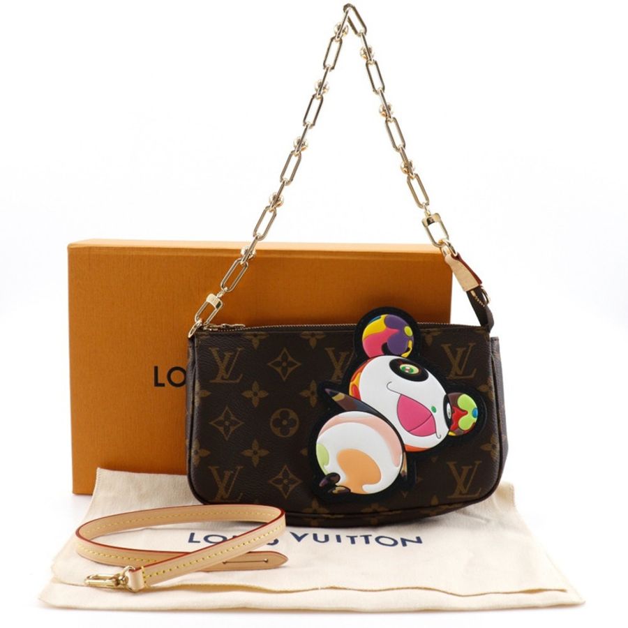 Louis Vuitton LVxTM Pochette Accessories 單肩包/小袋,村上隆熊貓圖案,M13440,Monogram 帆布,棕色,配件,女士-8