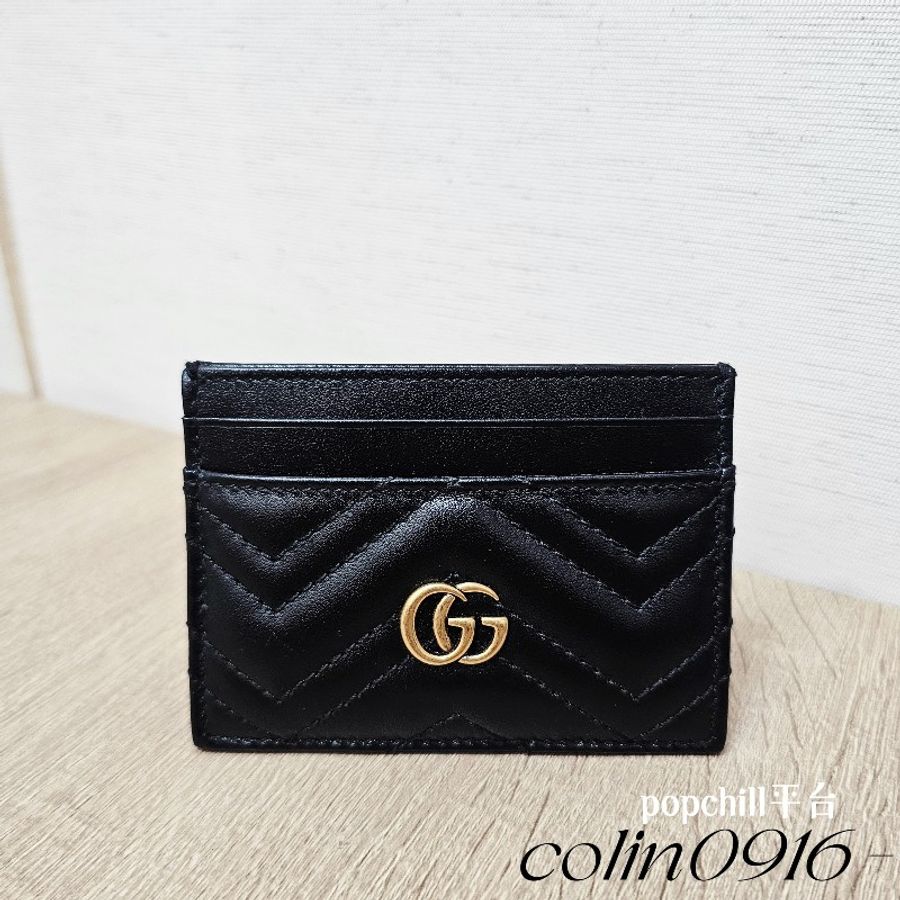 Gucci 馬夢Marmont霧金釦卡夾-0