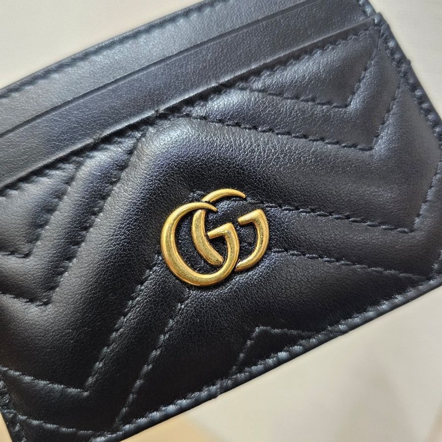 Gucci 馬夢Marmont霧金釦卡夾-3
