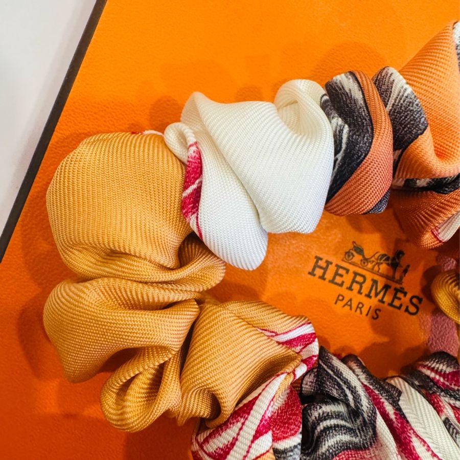 全新正品 HERMES 100%真絲髮圈 Hermès Bella Scrunchie-3