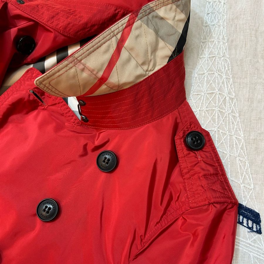 BURBERRY英國BRIT紅色輕盈短風衣UK8-7