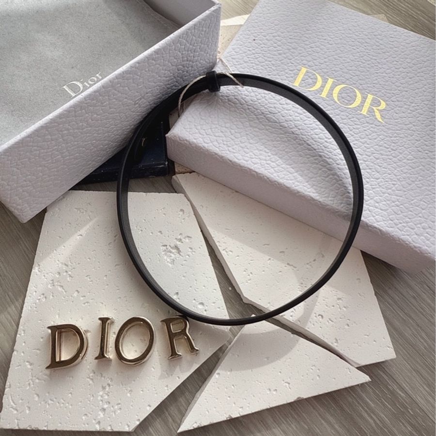 Dior可拆卸字母黑色皮手環-0