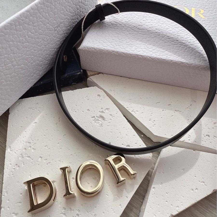 Dior可拆卸字母黑色皮手環-1