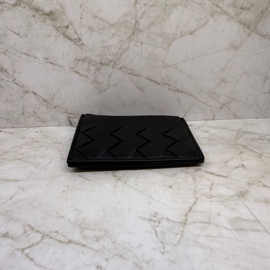 BOTTEGA VENETA 經典大格編織雙面拉鍊卡夾/黑-4