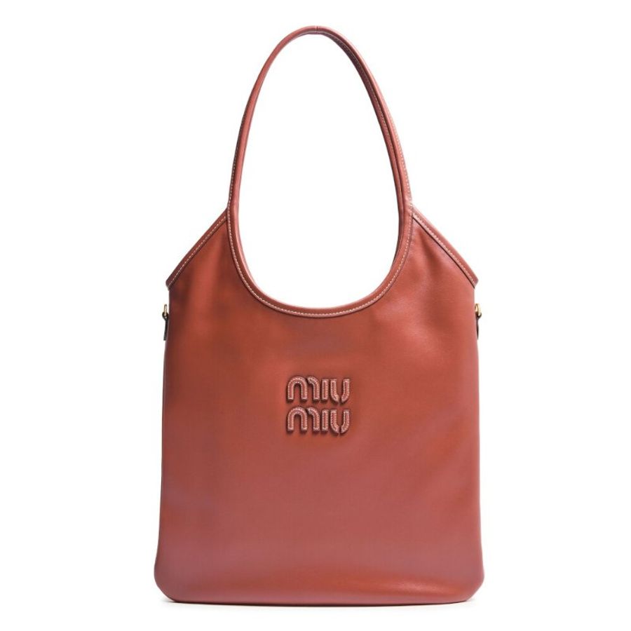 【MIU MIU】Ivy 皮革 手袋 托特包 肩背包 鐵鏽紅色 5BG231-0
