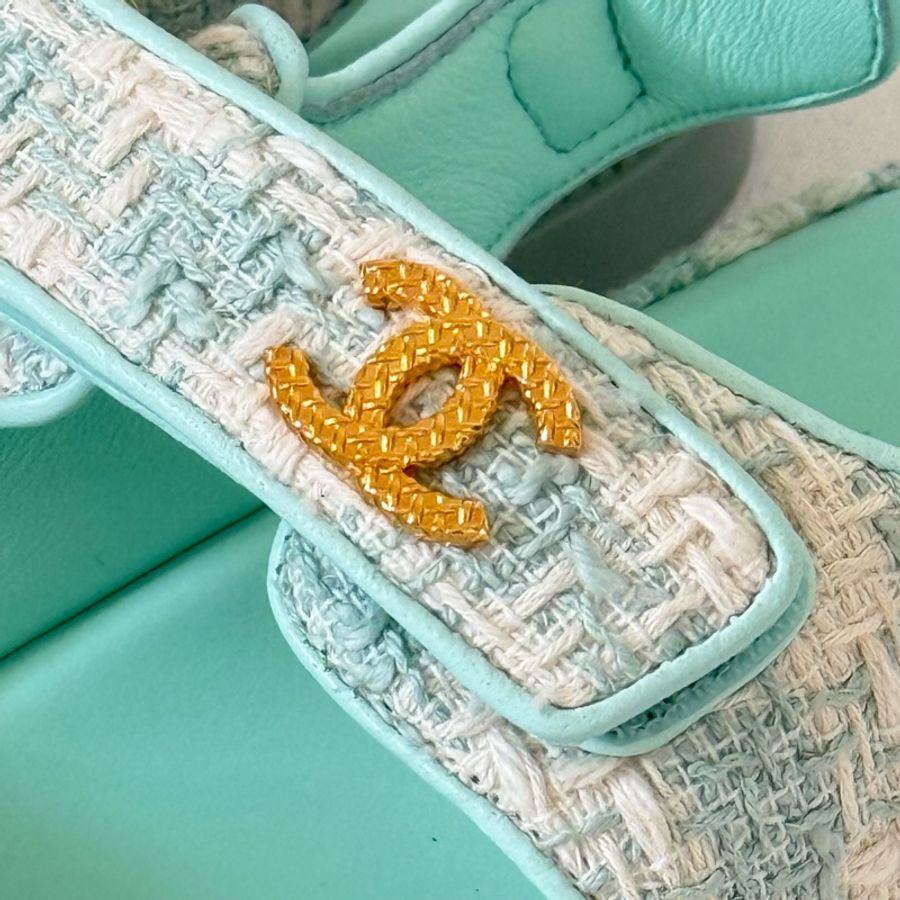 Chanel tweed sandals 薄荷色 涼鞋-2