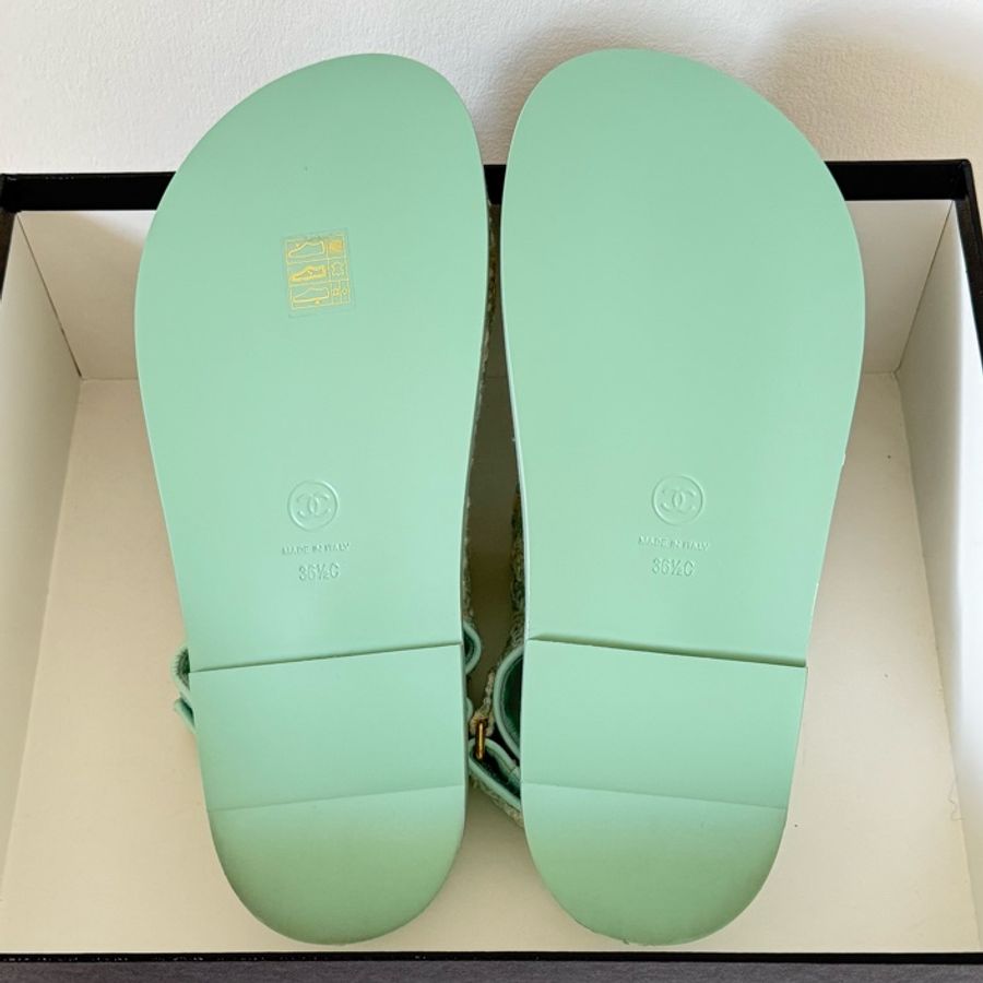 Chanel tweed sandals 薄荷色 涼鞋-9