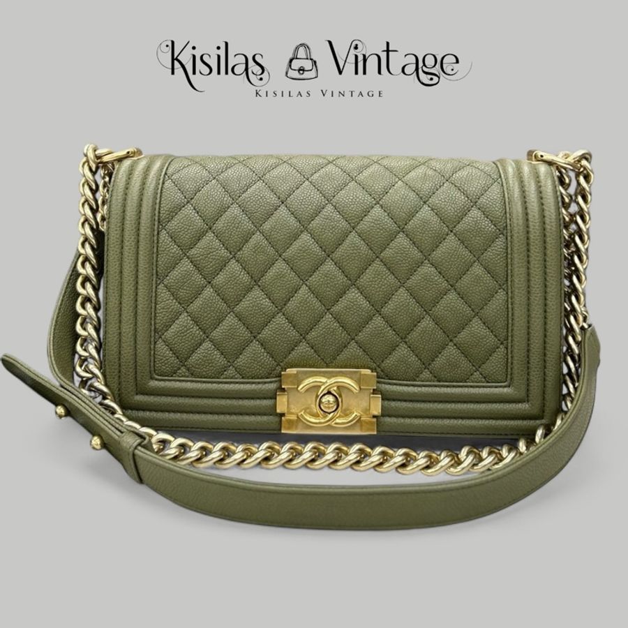 Chanel Caviar Leboy medium 古巴綠茘枝皮-0