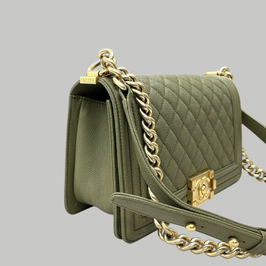 Chanel Caviar Leboy medium 古巴綠茘枝皮-5