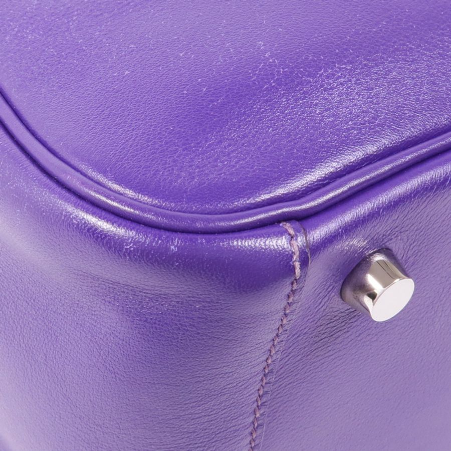 HERMES Swift皮革Lindy 26銀扣手挽肩背兩用袋Cassis-9