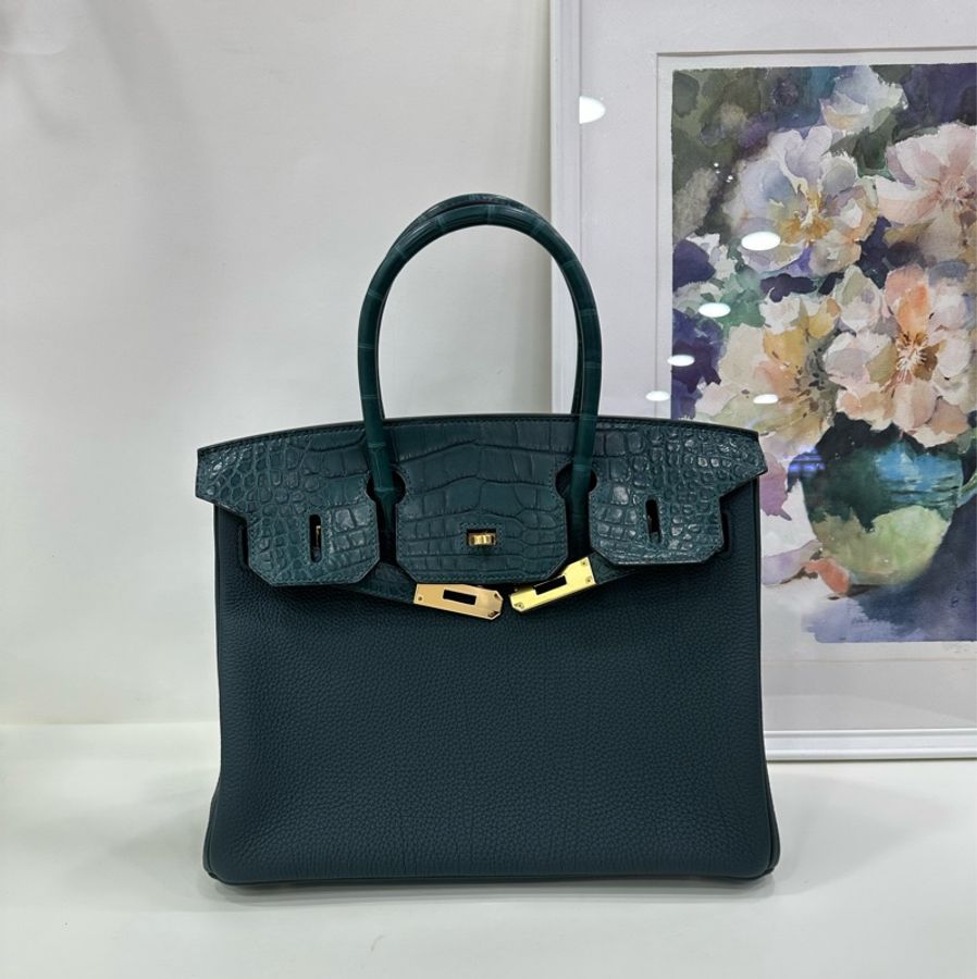Hermes Birkin 30 6O松柏綠霧面鱷魚touch 金扣 D刻-1