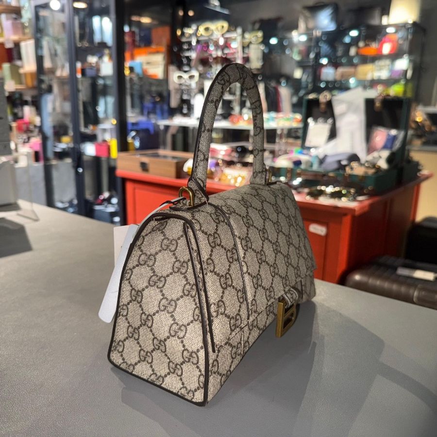 GUCCI X BALENCIAGA 金扣手挽肩背兩用袋啡色 The Hacker Project Hourglass Small 2Way Shoulder Bag-2