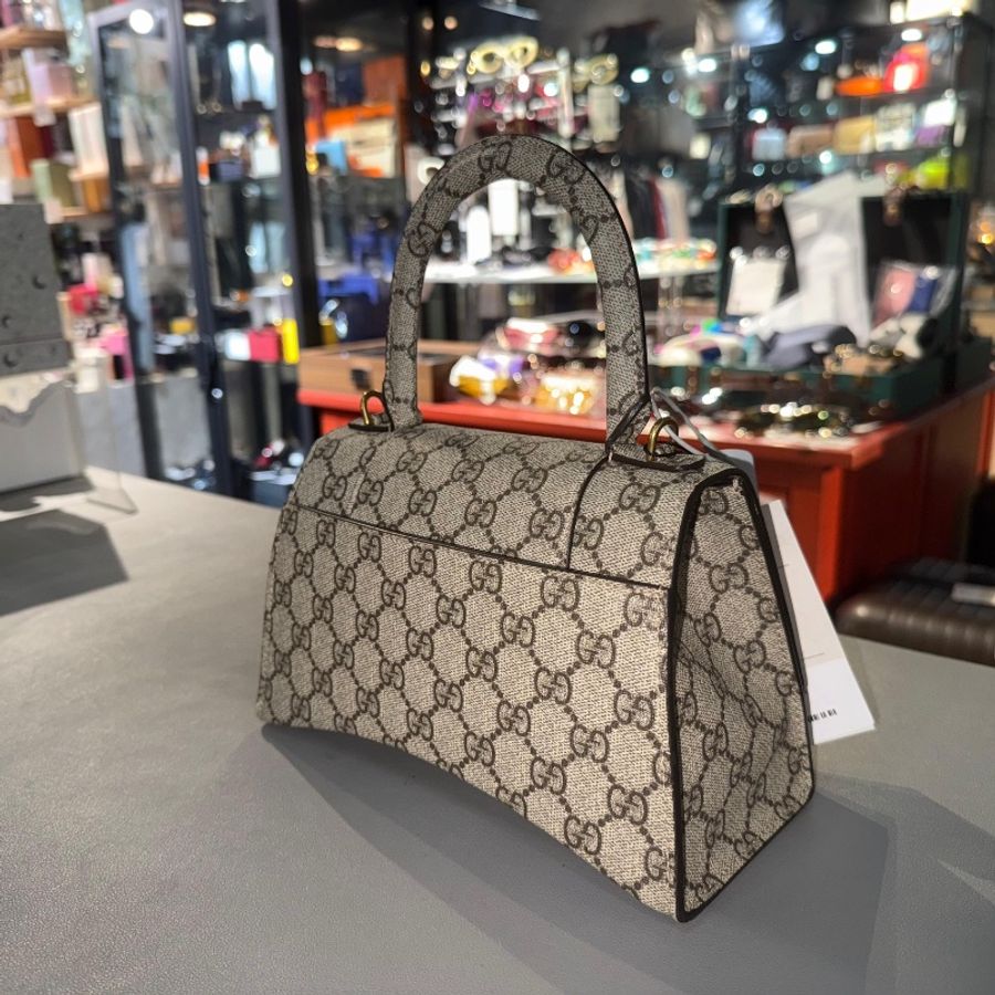 GUCCI X BALENCIAGA 金扣手挽肩背兩用袋啡色 The Hacker Project Hourglass Small 2Way Shoulder Bag-3