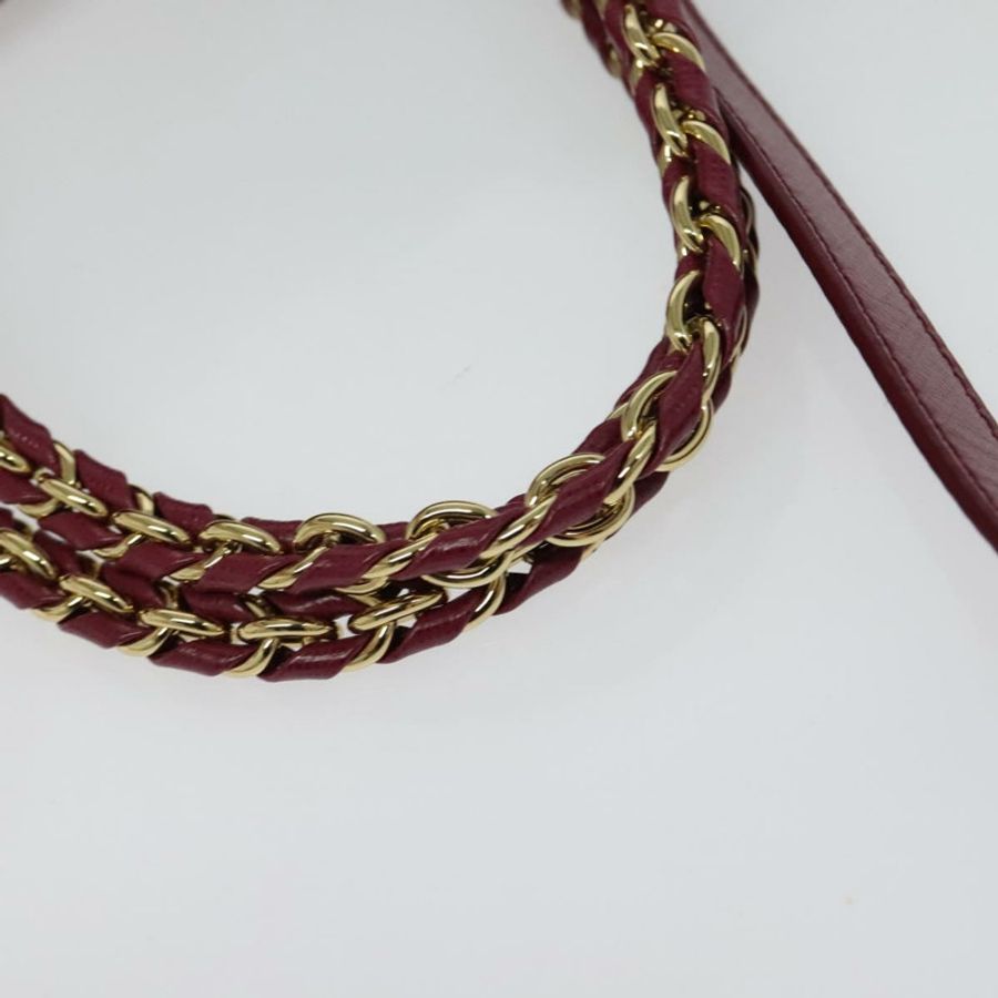 【日本直送】Salvatore Ferragamo 鏈條 Vala 手提包 皮革 粉紅色 金飾 正品 BA4315-7