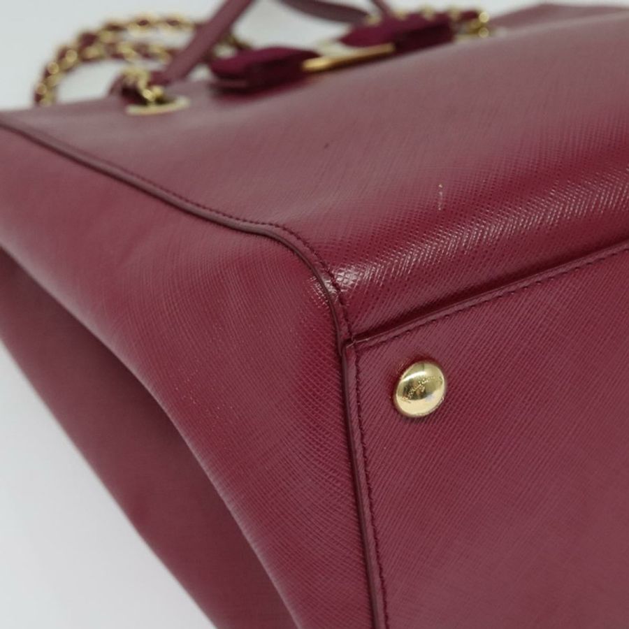 【日本直送】Salvatore Ferragamo 鏈條 Vala 手提包 皮革 粉紅色 金飾 正品 BA4315-10