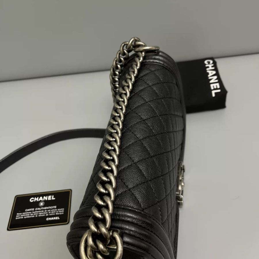Chanel Leboy25黑銀荔枝皮鏈條斜挎包 #99新 #配件齊全 #專櫃原價年年漲🀄️-13