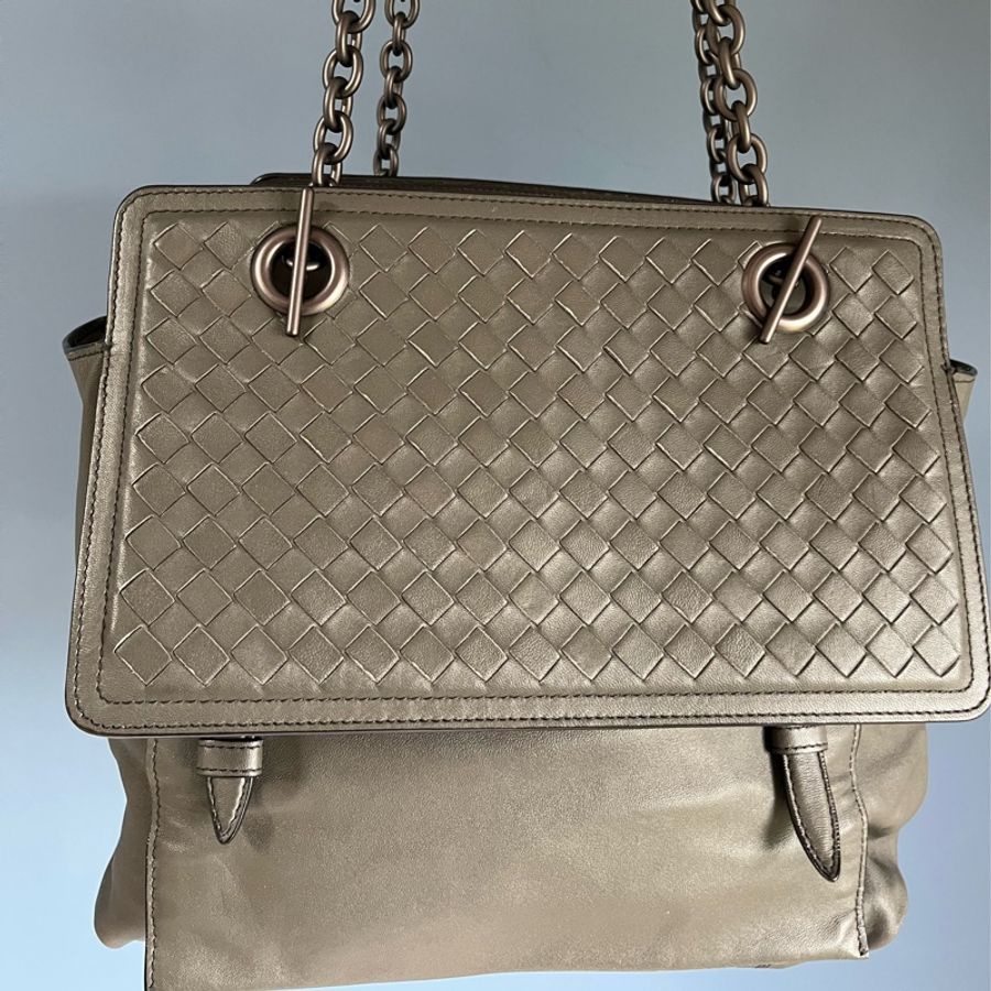 Bottega Veneta 灰色 編織 兩用 手提肩背包-4