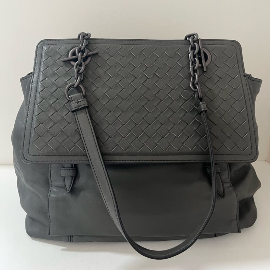 Bottega Veneta 灰色 編織 兩用 手提肩背包-5