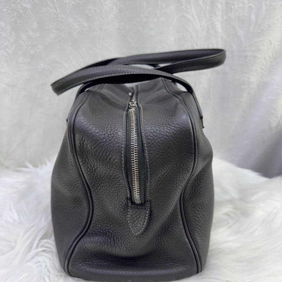 HERMES Clemence皮革Victoria 35銀扣灰色-5