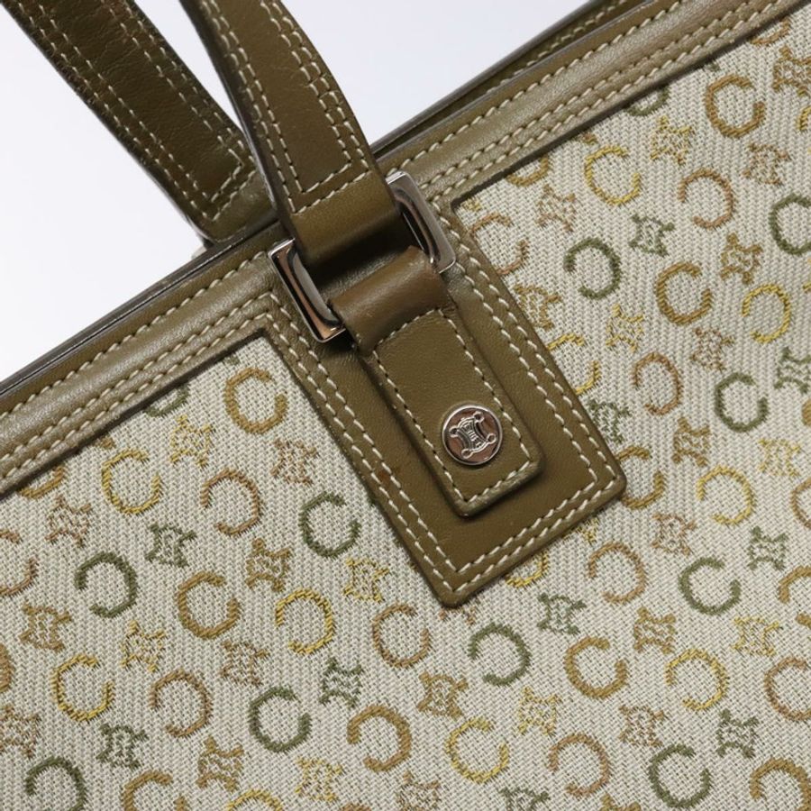 【日本直送】CELINE C Macadam 帆布托特包 卡其色 銀色 正品 BA5408-17