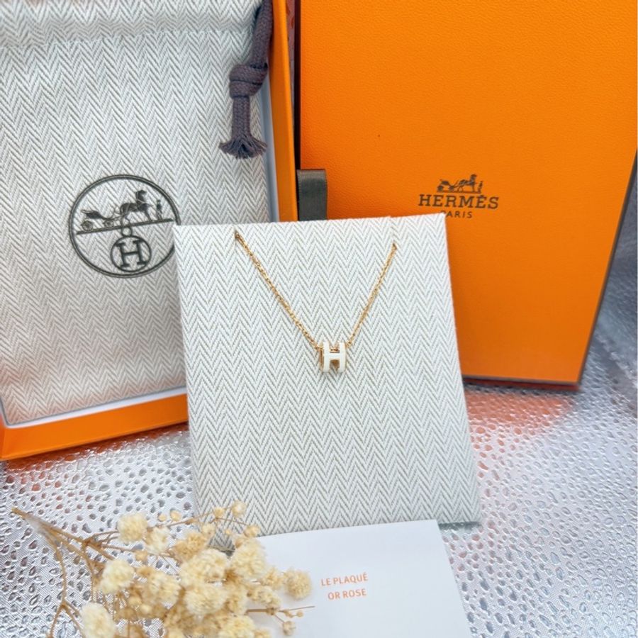 Hermes 愛馬仕 mini pop H項鍊 玫瑰金白 全新-0