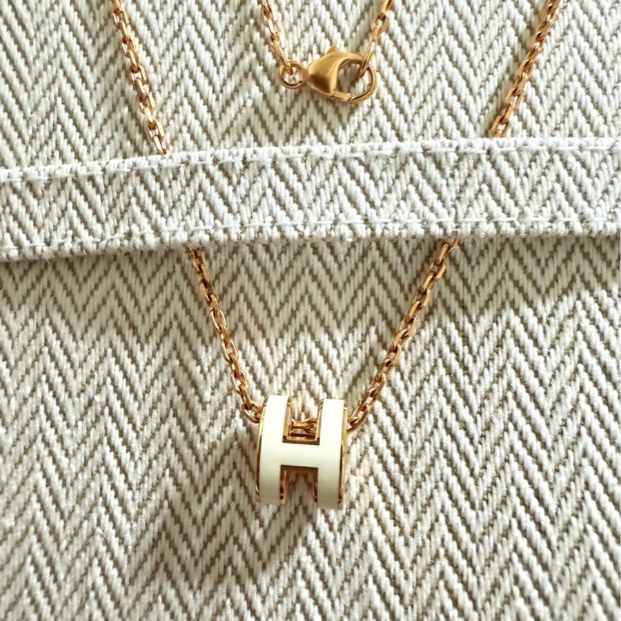 Hermes 愛馬仕 mini pop H項鍊 玫瑰金白 全新-6