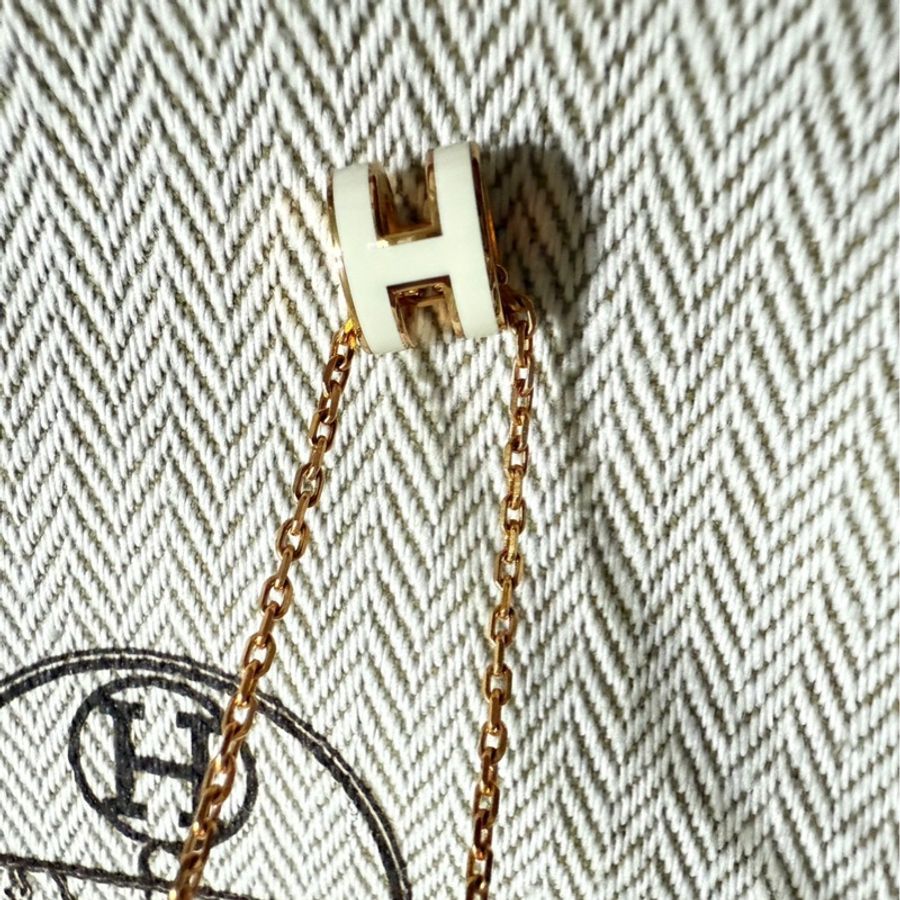 Hermes 愛馬仕 mini pop H項鍊 玫瑰金白 全新-7