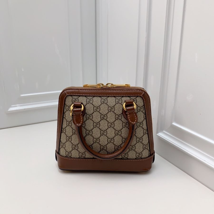 98新GUCCI古馳1955系列棕色mini馬銜扣貝殼包-6