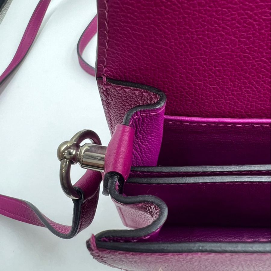 🌈Hermes💜Mini Roulis 19💜L3玫瑰紫銀扣🌟98新🌈evercolor皮🌟-3
