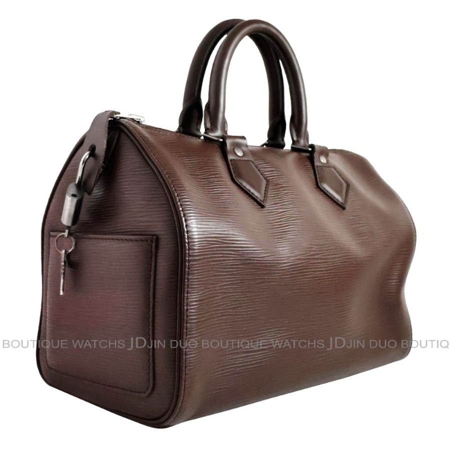 金鐸精品~2482 LOUIS VUUTTON LV 路易威登 M5902D 咖啡色皮革Epi水波紋speedy30波士頓手提包-2