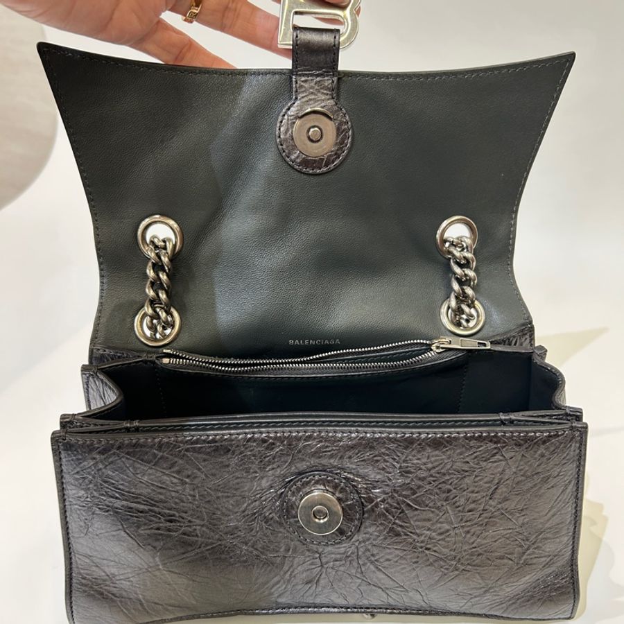 Balenciaga 金屬灰復刻牛皮銀釦 沙漏包-5