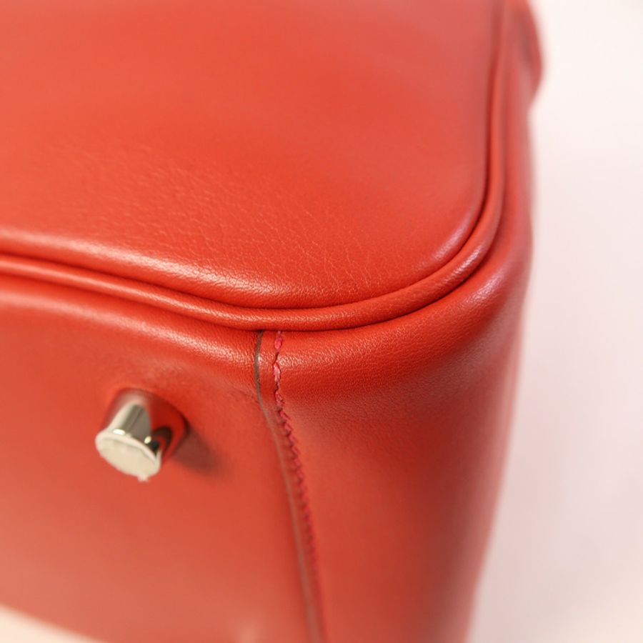 HERMES Swift皮革Lindy 26銀扣手挽肩背兩用袋Rouge Casaque-13