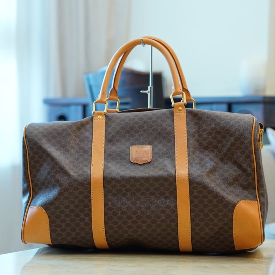【二手精品】Celine Macadam Boston Bag 老花 波士頓 旅行袋 經典停產款-0