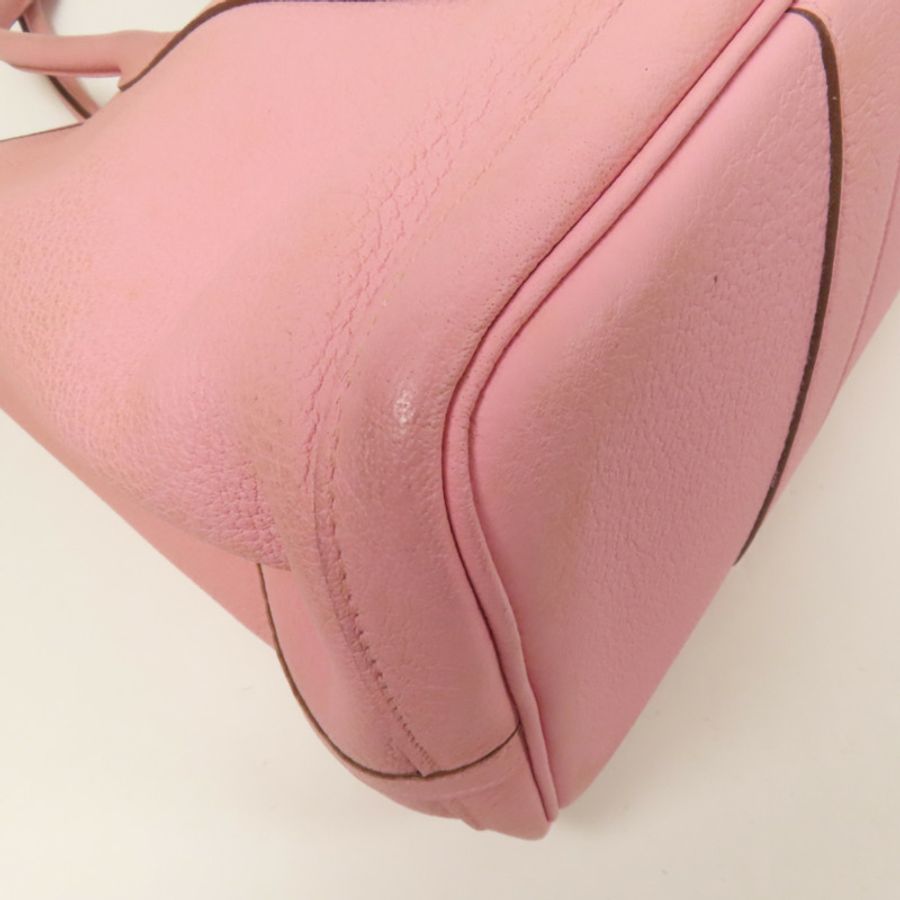 HERMES 【激減優惠】Negonda皮革Garden Party PM銀扣手挽袋Rose Sakura-9