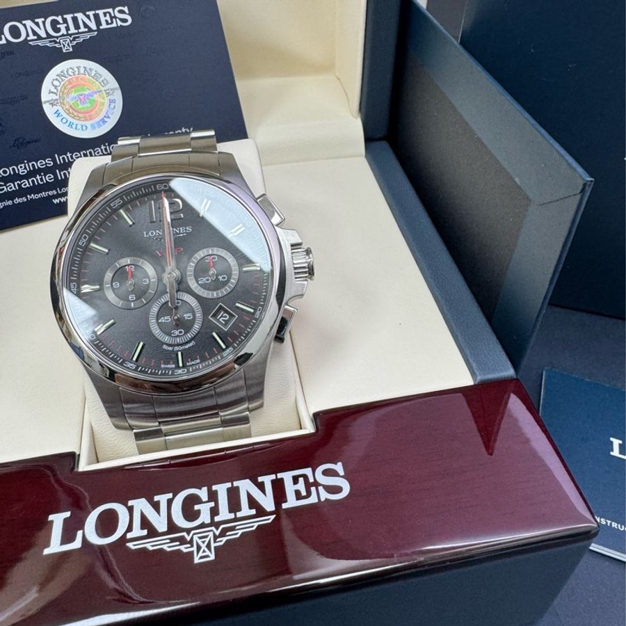 Longines 高精準石英錶 黑色 瑞士錶 VHP 征服者系列-0