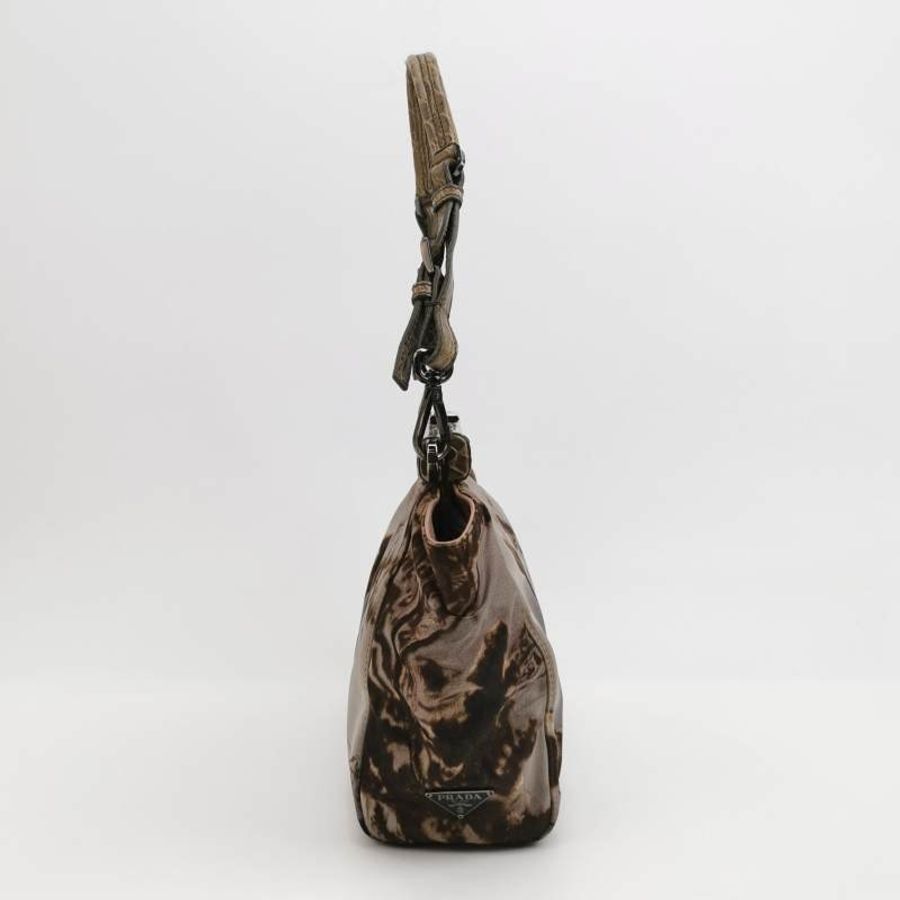 Prada 鱷魚皮 緞面 拼色 印花 圖案 單肩包-3