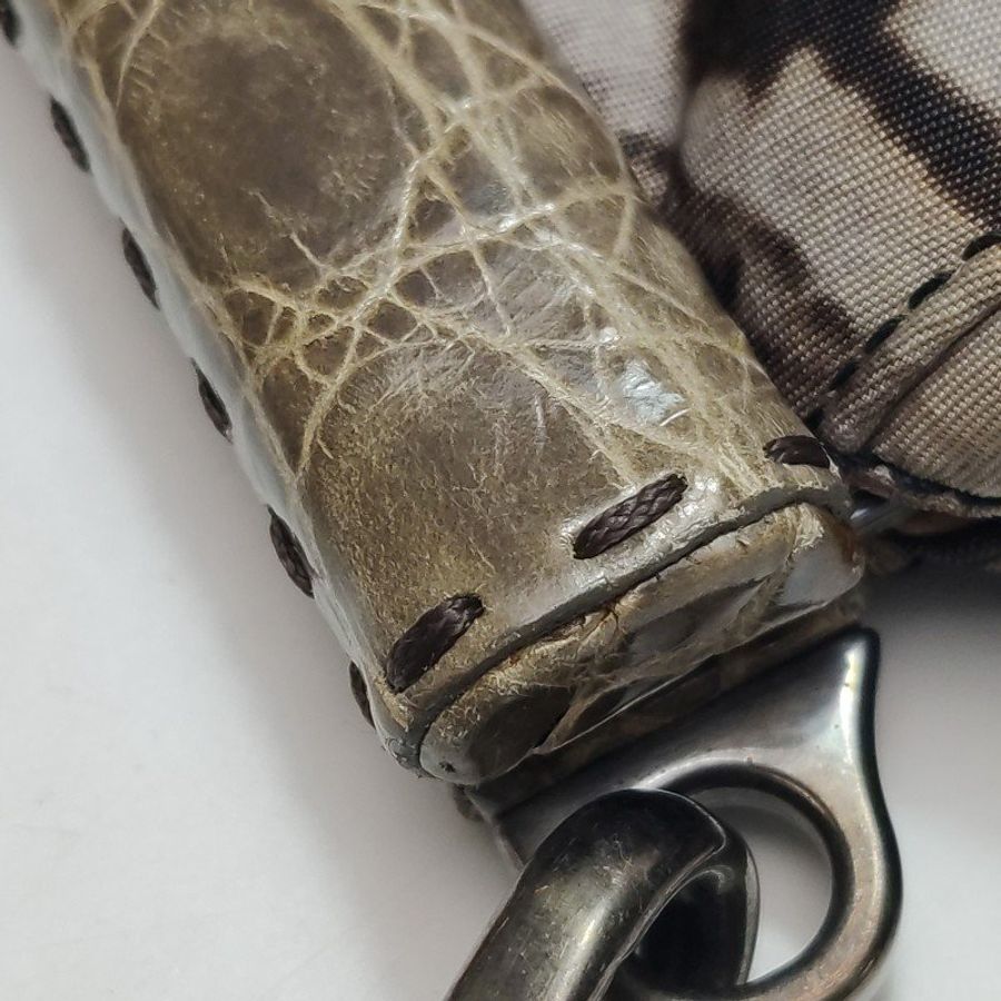 Prada 鱷魚皮 緞面 拼色 印花 圖案 單肩包-15