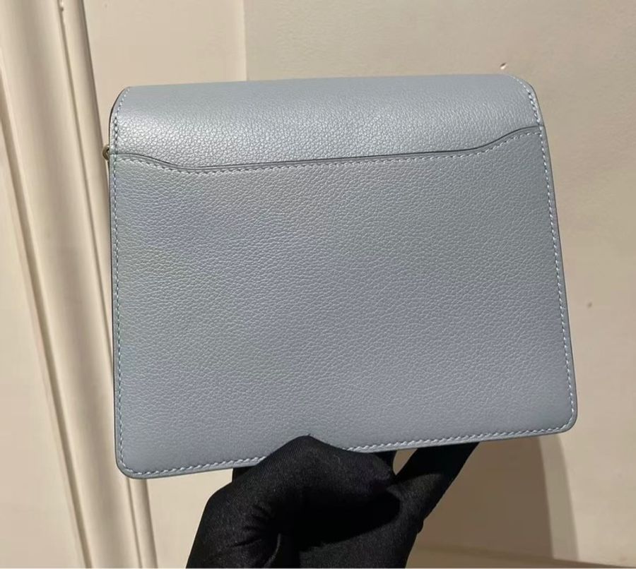 🌈Hermes🩵Mini roulis 19🩵亞麻藍金扣🌟99新🌟Evercolor皮🌟-9