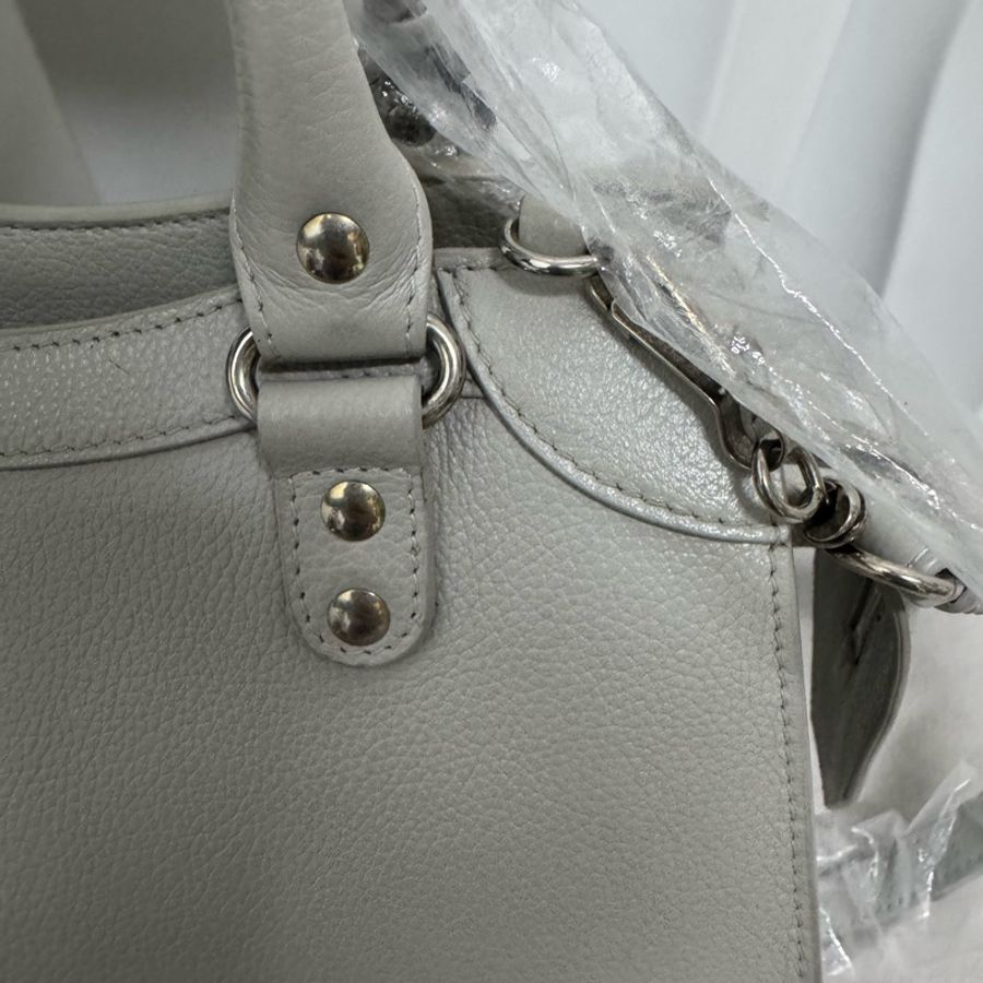 Balenciaga / 巴黎世家 neo 灰銀牛皮 機車包 斜挎包-14