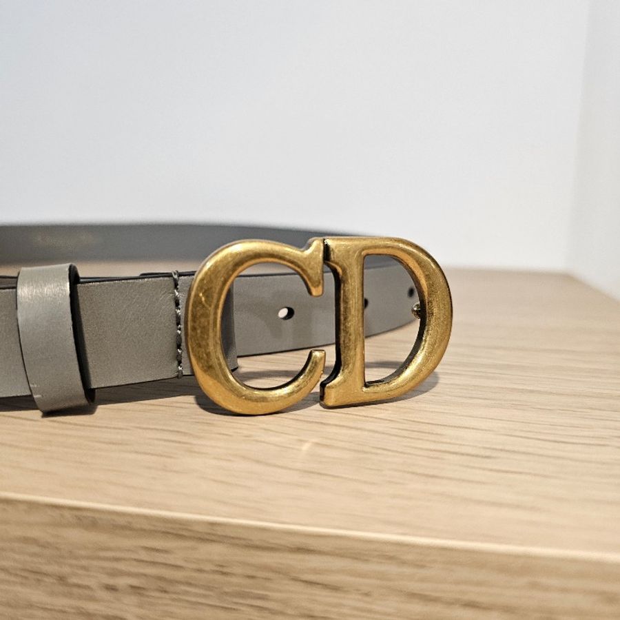 Dior 雲灰小牛皮Saddle霧金釦皮帶-9
