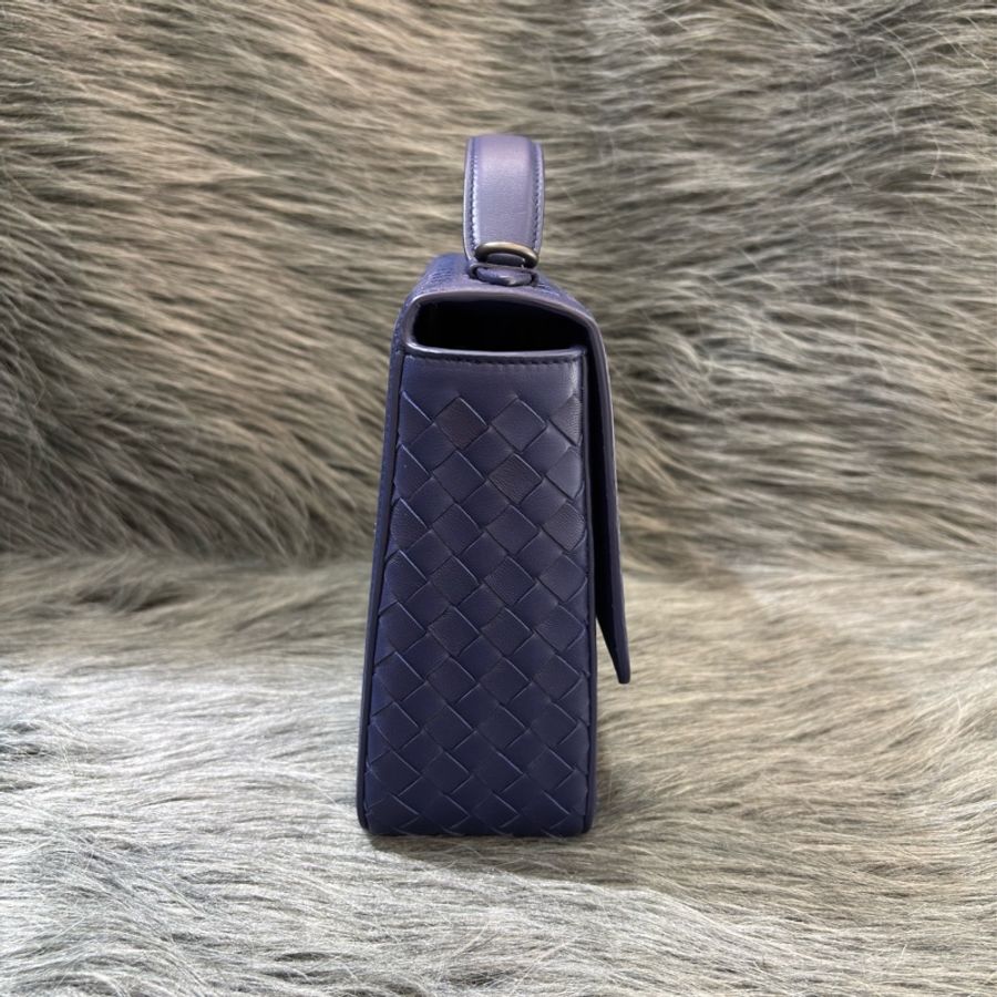BOTTEGA VENETA BV 522922 閃電藍色 編織 霧黑鍊 手提包 肩背包 斜背包 學院包 相機包-2