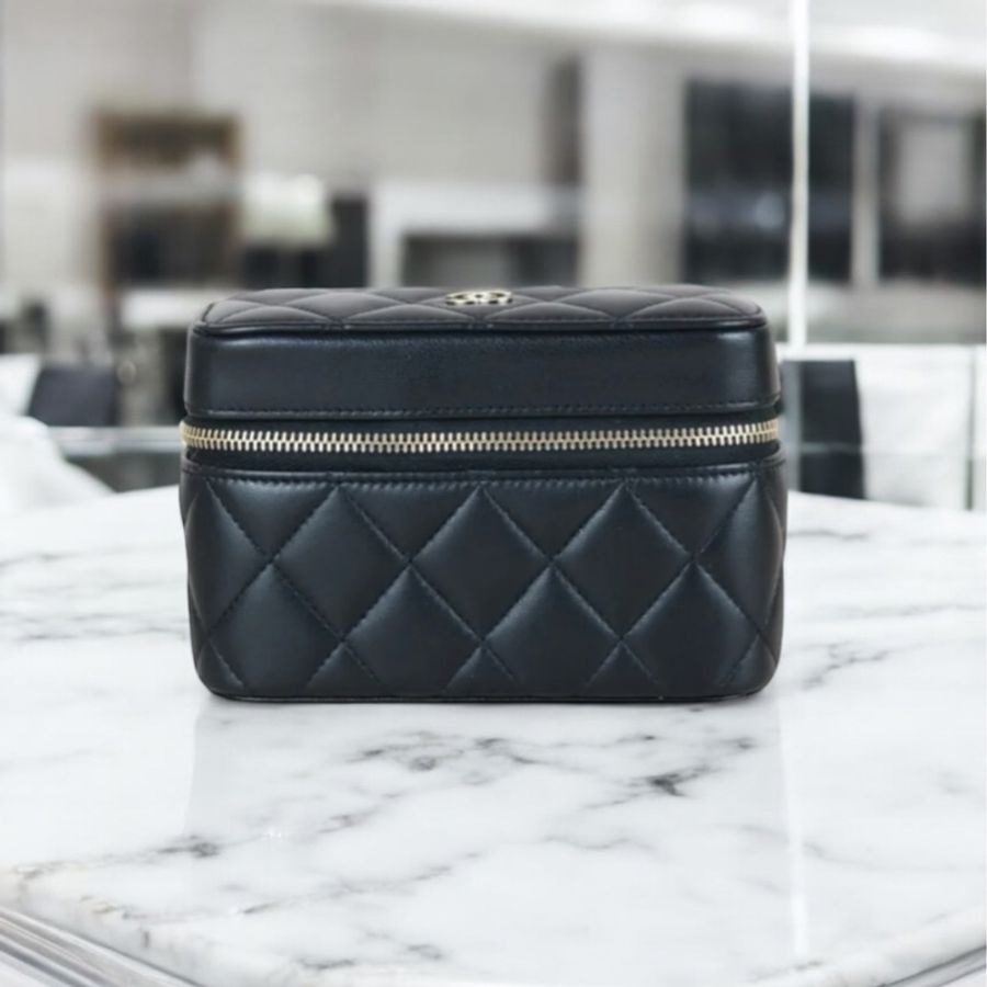 「JL精品代購」98新 Chanel 香奈兒 化妝包/長盒子-0