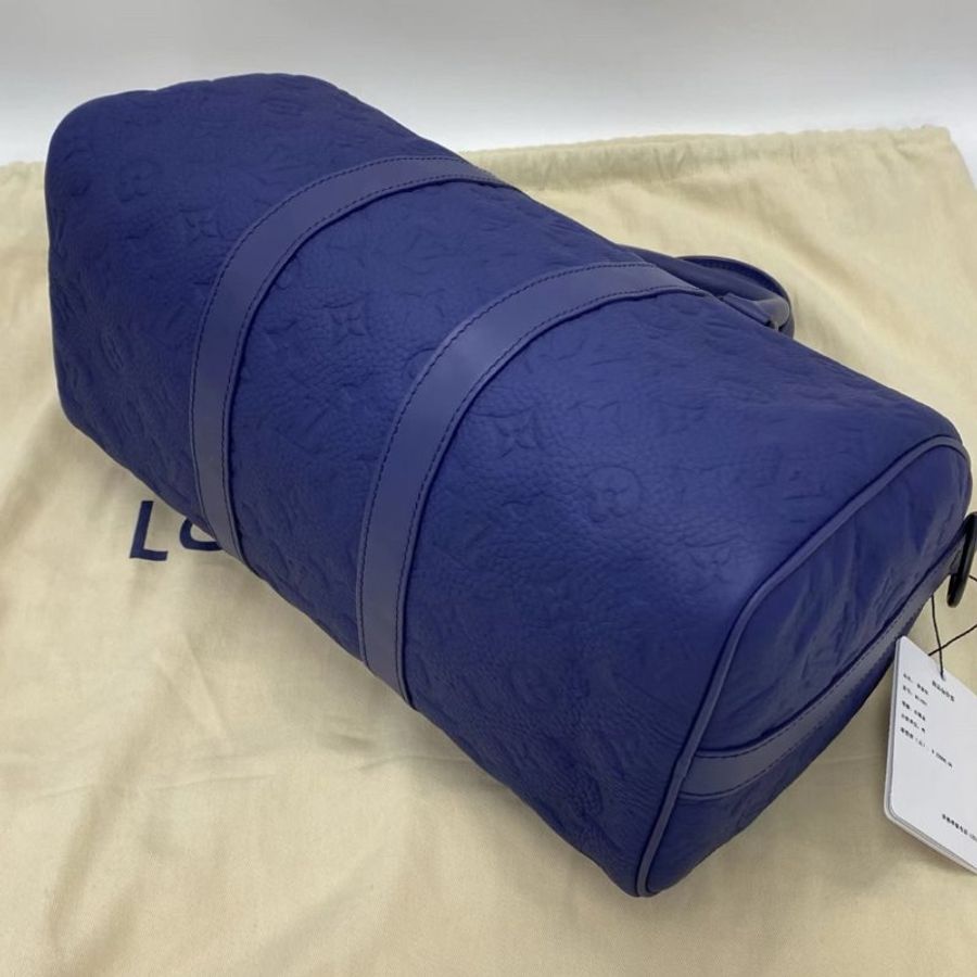 LV藍色壓紋keepall35手提斜背旅行袋芯片款35*21*16.5 全新閒置配件塵袋-4