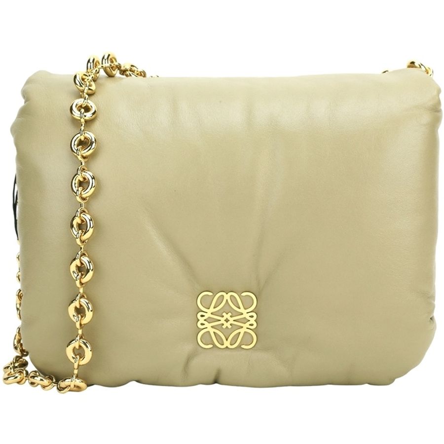 LOEWE 羅威 Goya 納帕小羊皮鍊帶枕頭包(黏土綠)-0