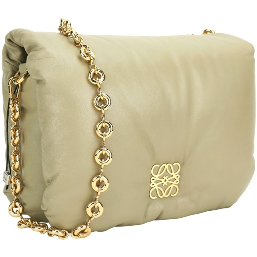 LOEWE 羅威 Goya 納帕小羊皮鍊帶枕頭包(黏土綠)-4