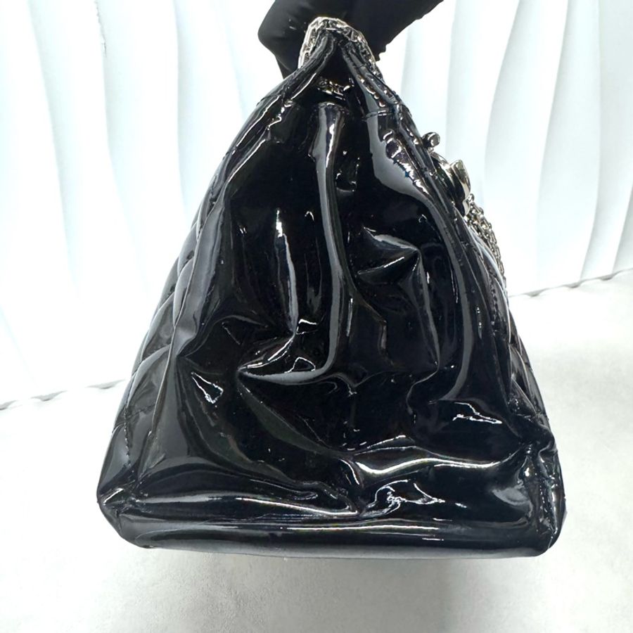 Chanel / 香奈兒 漆皮黑色 Mademoiselle系列 保齡球手提包-21