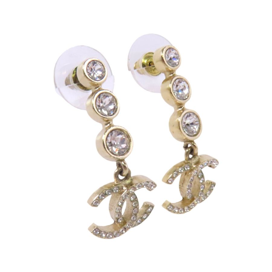 CHANEL 金屬/水鑽Earrings金扣耳環-2