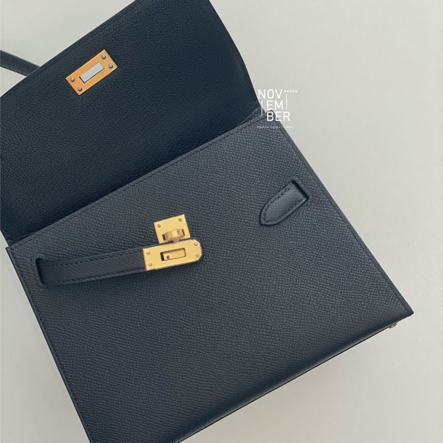 全新全配💖 限量藍盒子💙 Hermès 愛馬仕 Kelly Desordre 雙面凱莉 黑色金釦-4