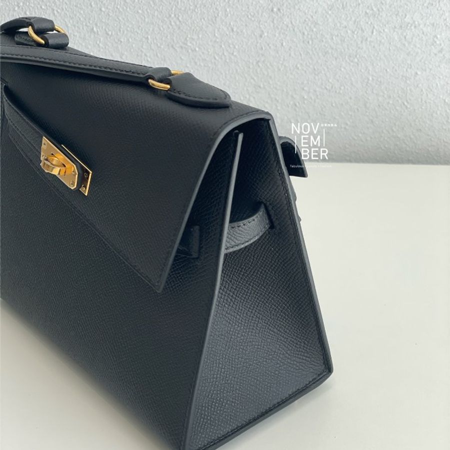 全新全配💖 限量藍盒子💙 Hermès 愛馬仕 Kelly Desordre 雙面凱莉 黑色金釦-9
