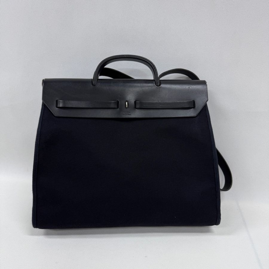 95新愛馬仕Hermes herbag 39 vtg 單肩包 中古包 帆布包-2